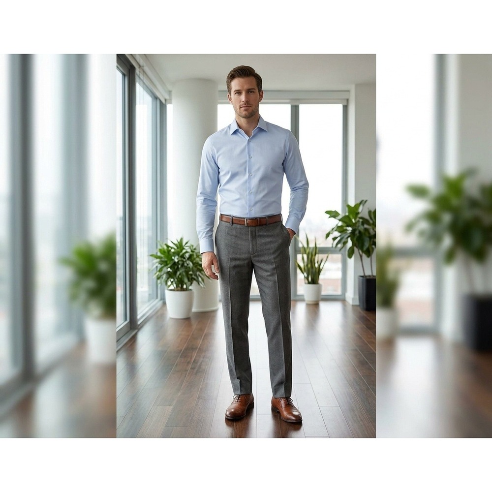 Banana Republic Dress Pants Mens 33x32 Grey Classic Fit Wool Blend Professional